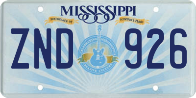 MS license plate ZND926