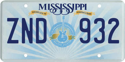 MS license plate ZND932