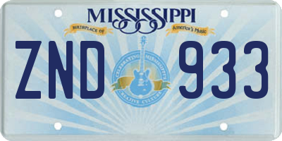 MS license plate ZND933