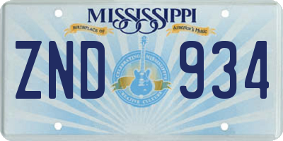 MS license plate ZND934