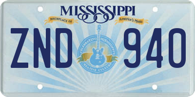 MS license plate ZND940