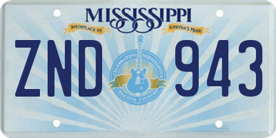 MS license plate ZND943