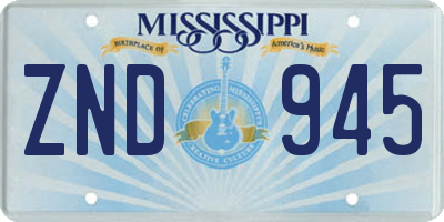 MS license plate ZND945