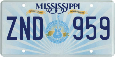 MS license plate ZND959