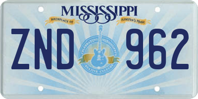 MS license plate ZND962