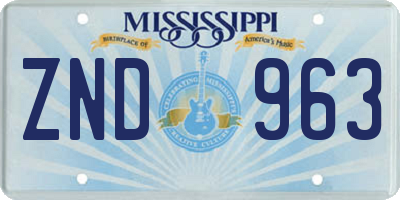 MS license plate ZND963
