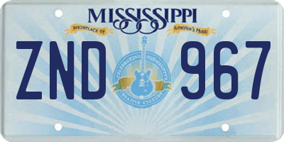 MS license plate ZND967