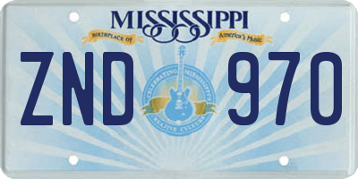 MS license plate ZND970