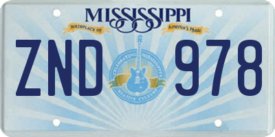 MS license plate ZND978