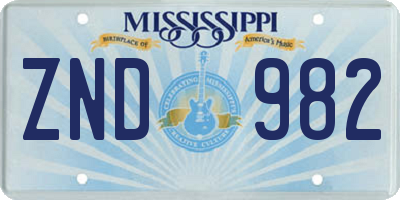 MS license plate ZND982