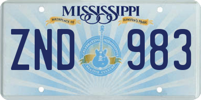 MS license plate ZND983