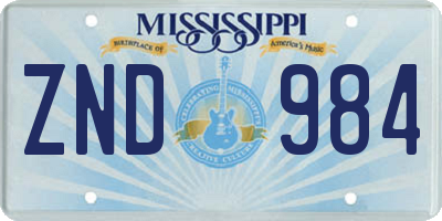MS license plate ZND984