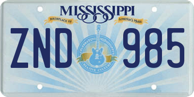 MS license plate ZND985
