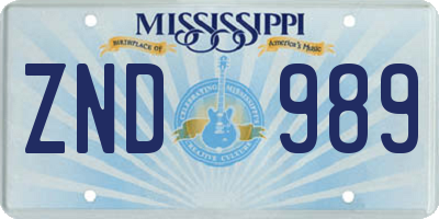 MS license plate ZND989