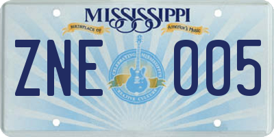 MS license plate ZNE005