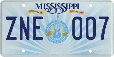 MS license plate ZNE007