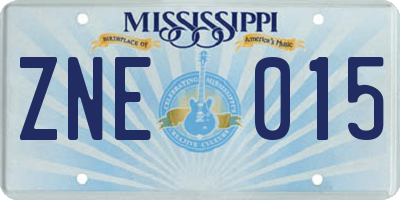 MS license plate ZNE015
