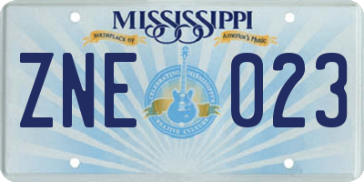 MS license plate ZNE023