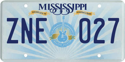 MS license plate ZNE027