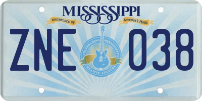 MS license plate ZNE038