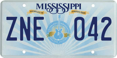 MS license plate ZNE042