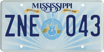 MS license plate ZNE043
