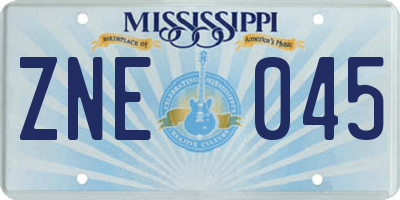 MS license plate ZNE045