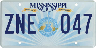 MS license plate ZNE047