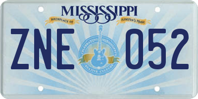 MS license plate ZNE052