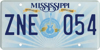 MS license plate ZNE054