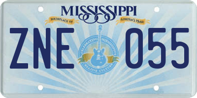 MS license plate ZNE055
