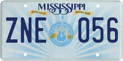 MS license plate ZNE056