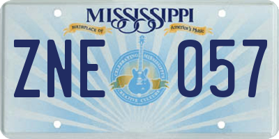 MS license plate ZNE057