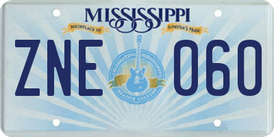MS license plate ZNE060