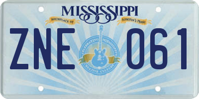 MS license plate ZNE061
