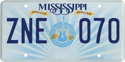 MS license plate ZNE070