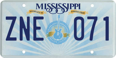 MS license plate ZNE071