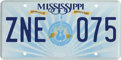 MS license plate ZNE075