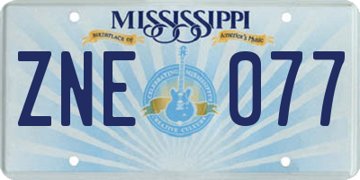 MS license plate ZNE077