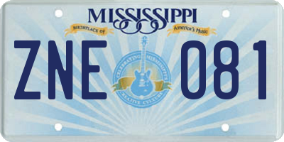 MS license plate ZNE081