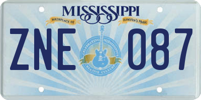 MS license plate ZNE087