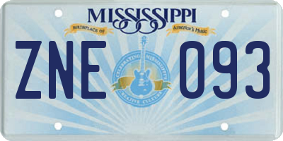 MS license plate ZNE093