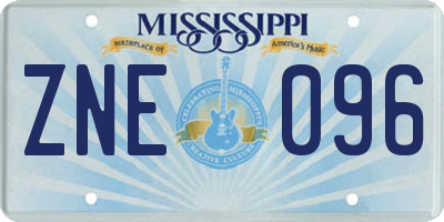 MS license plate ZNE096