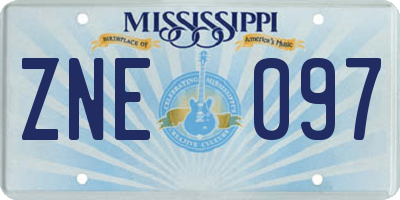 MS license plate ZNE097