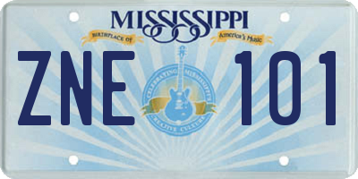 MS license plate ZNE101