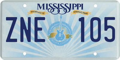 MS license plate ZNE105