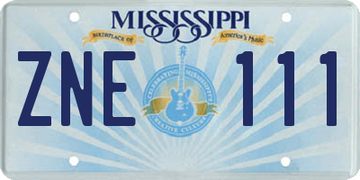 MS license plate ZNE111