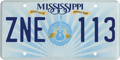 MS license plate ZNE113