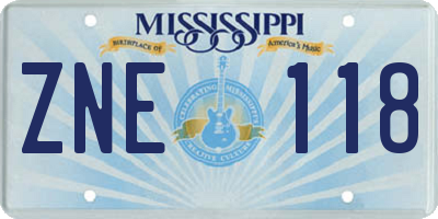 MS license plate ZNE118