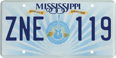 MS license plate ZNE119